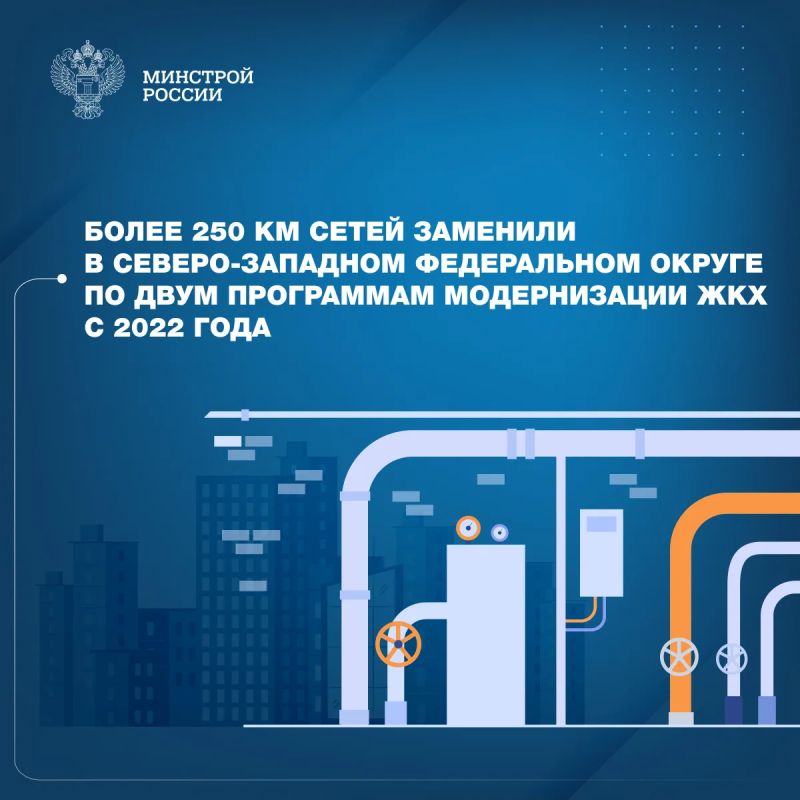 С привлечением средств ФНБ введен в эксплуатацию 51 объект в 9 регионах СЗФО, включая 71 км сетей, а с участием федерального бюджета – 80 объектов в 9 регионах, включая 180 км сетей