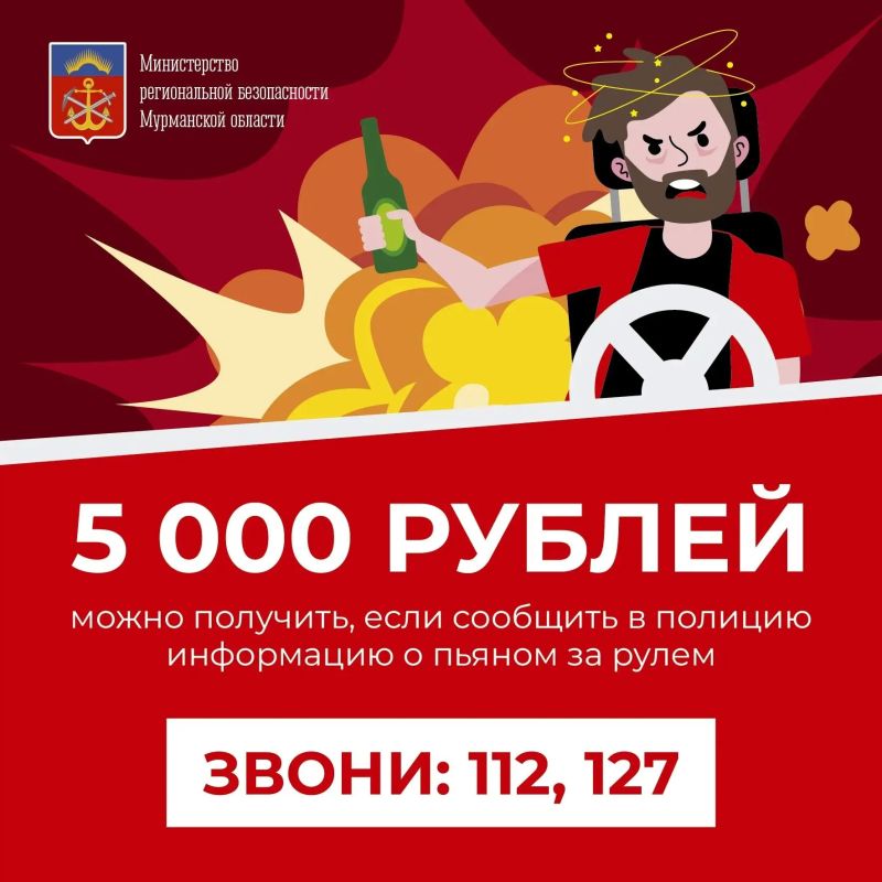 С начала года выплату за достоверную информацию о пьяном водителе получили 7 жителей Мурманской области