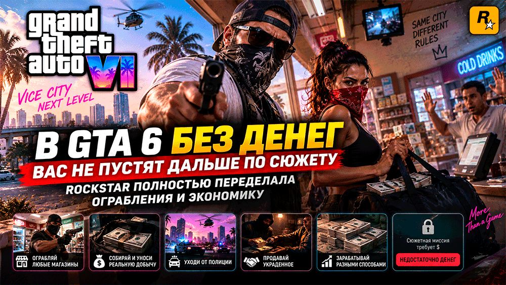 Деньги могут стать пропуском к новым миссиям в GTA 6: что известно об ограблениях
